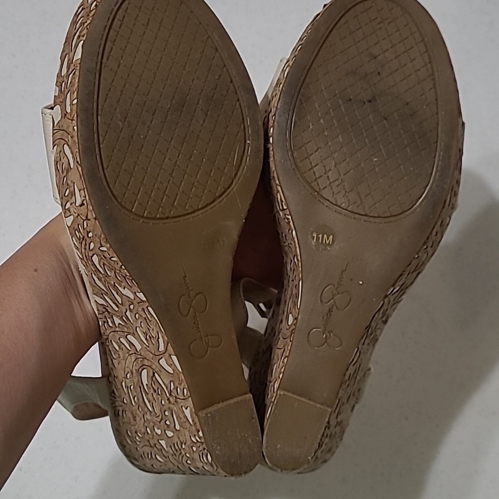 Jessica Simpson Cork & Cream Platform Wedge Sandals size 11 - Picture 10 of 16